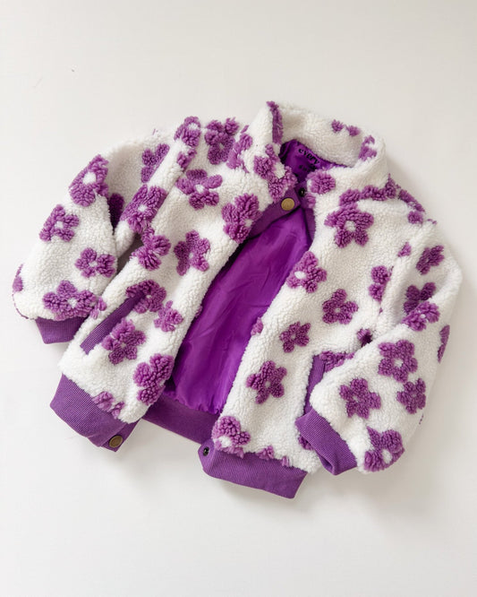 Flower Power Fleece Jacket in Lilac