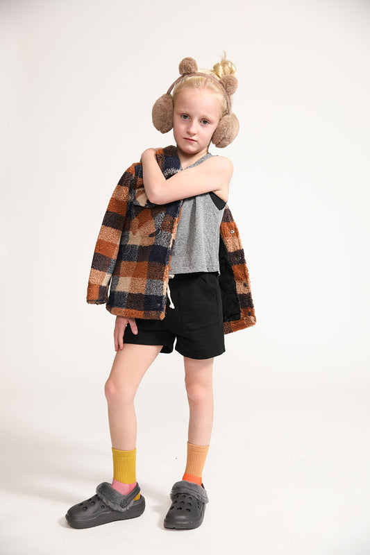 Young girl wearing Everyway kids activewear. Featuring Daily Tank Top in Heathered Gray.