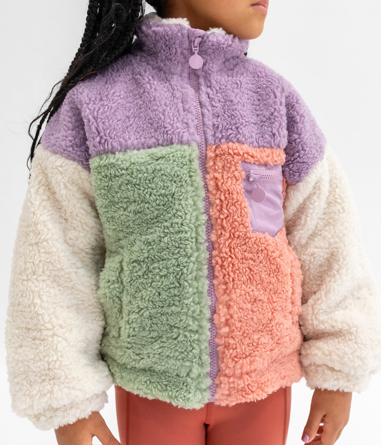 Color Block Fleece Jacket in Pastels