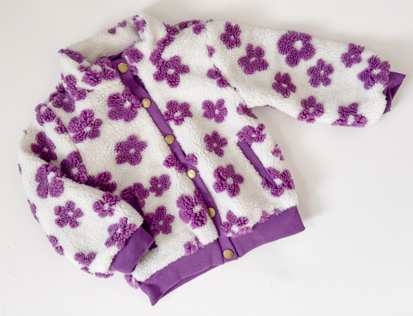 Flower Power Fleece Jacket in Lilac