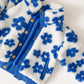 Flower Power Fleece Jacket in Royal Blue