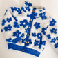 Flower Power Fleece Jacket in Royal Blue