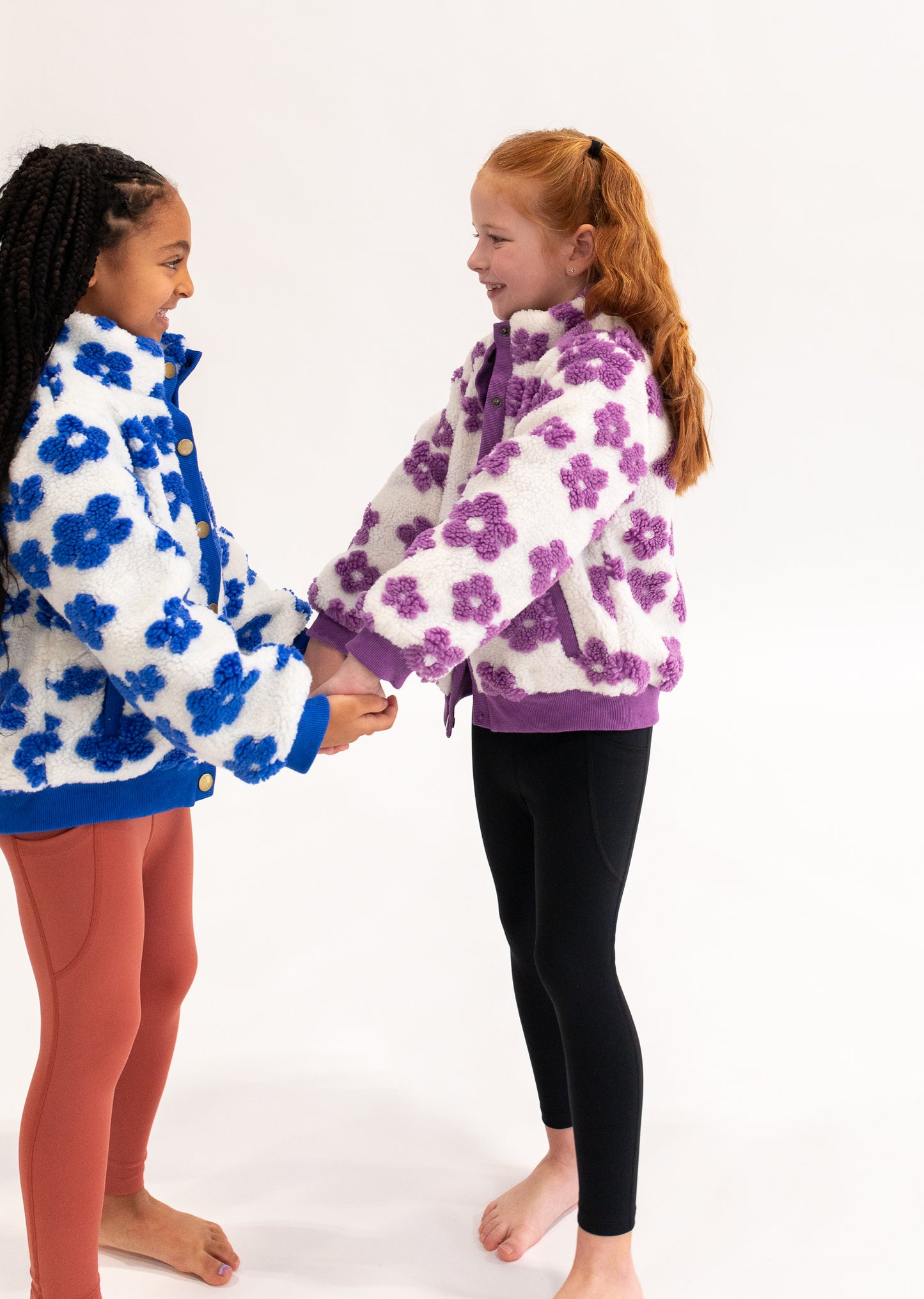 Flower Power Fleece Jacket in Royal Blue