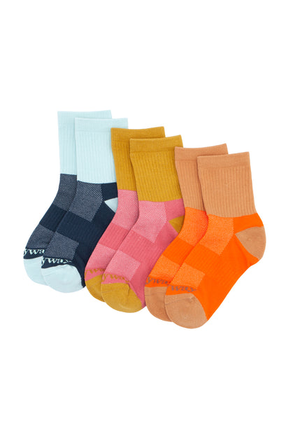 3 Pairs of colorful socks from Everyway kids activewear.